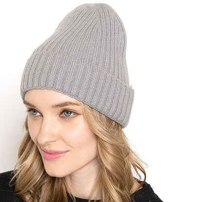 Empire Cove Womens Winter Solid Ribbed Knit Cuff Beanie Hat Soft Warm-Beanies-Empire Cove-Grey-Casaba Shop