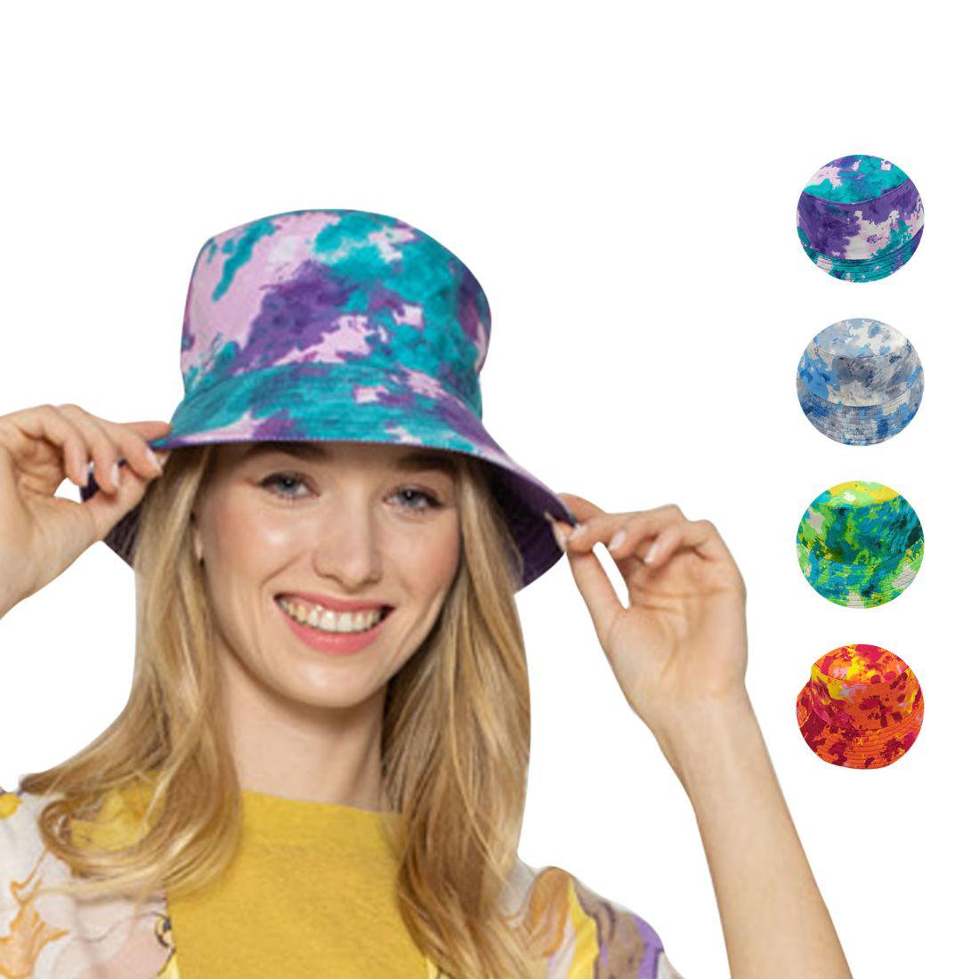 Empire Cove Tie Dye Ice Crumple Bucket Hat Reversible Fisherman Cap Women Men