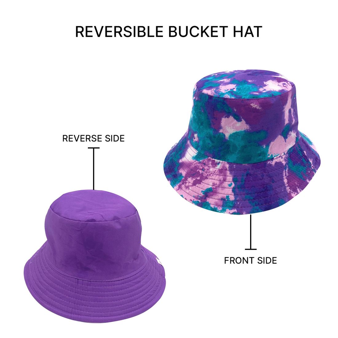 Empire Cove Tie Dye Ice Crumple Bucket Hat Reversible Fisherman Cap Women Men