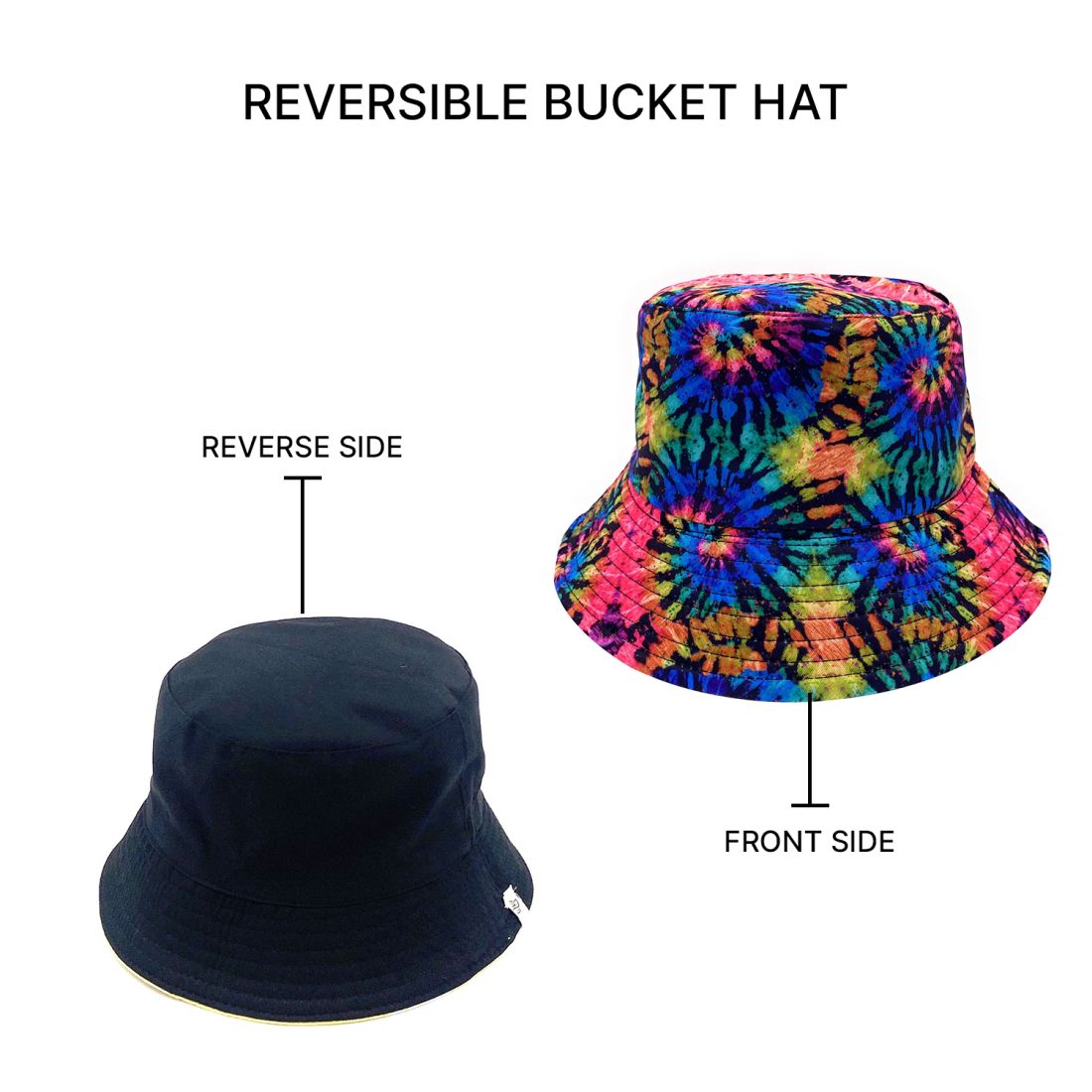 Empire Cove Tie Dye Ice Crumple Bucket Hat Reversible Fisherman Cap Women Men