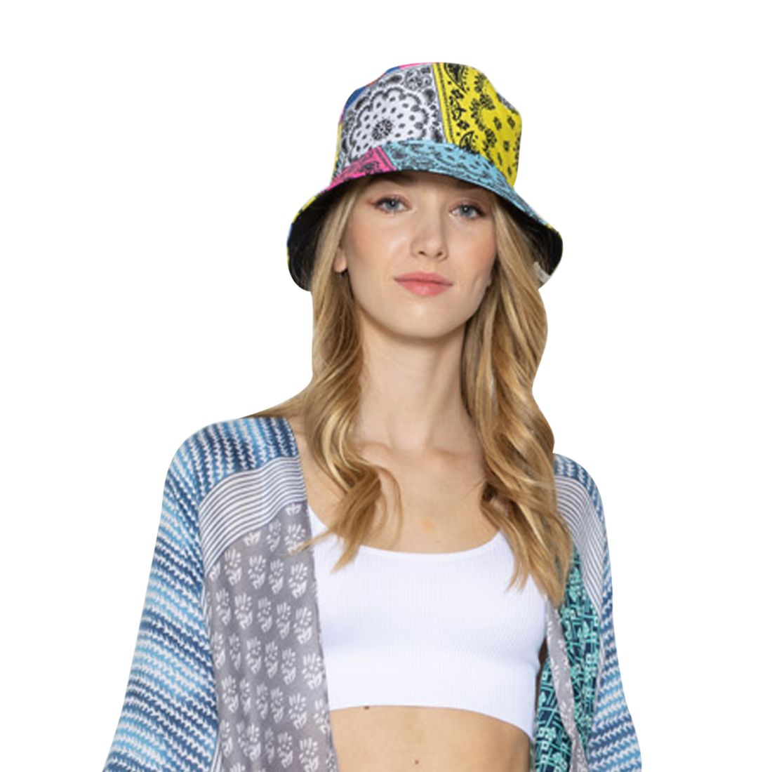 Empire Cove Paisley Bandana Design Bucket Hat Reversible Fisherman Cap Women Men