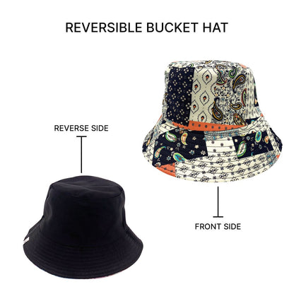 Empire Cove Paisley Bandana Design Bucket Hat Reversible Fisherman Cap Women Men