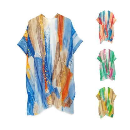 Empire Cove Womens Brush Stroke Print Kimono Shawl Wraps Beach Cover Ups Summer