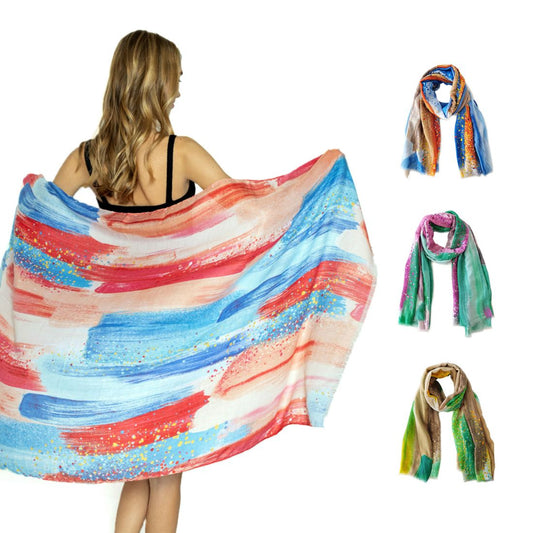 Empire Cove Womens Scarf Scarves Shawl Wraps Brush Stroke Print Sarong Cover Ups