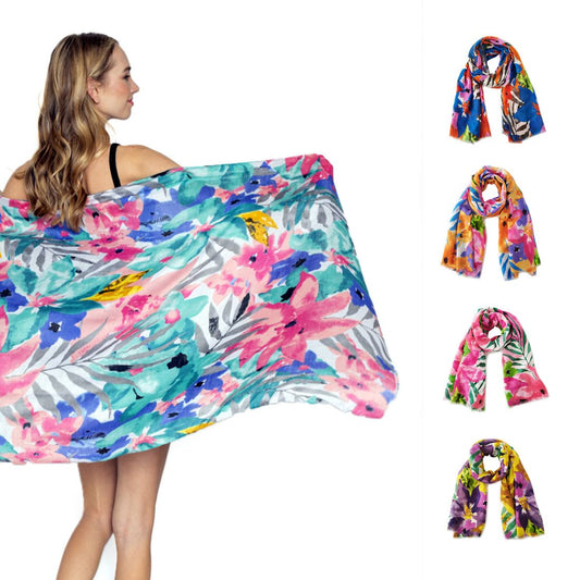 Empire Cove Womens Scarf Scarves Wraps Watercolor Floral Sarong Beach Cover Ups