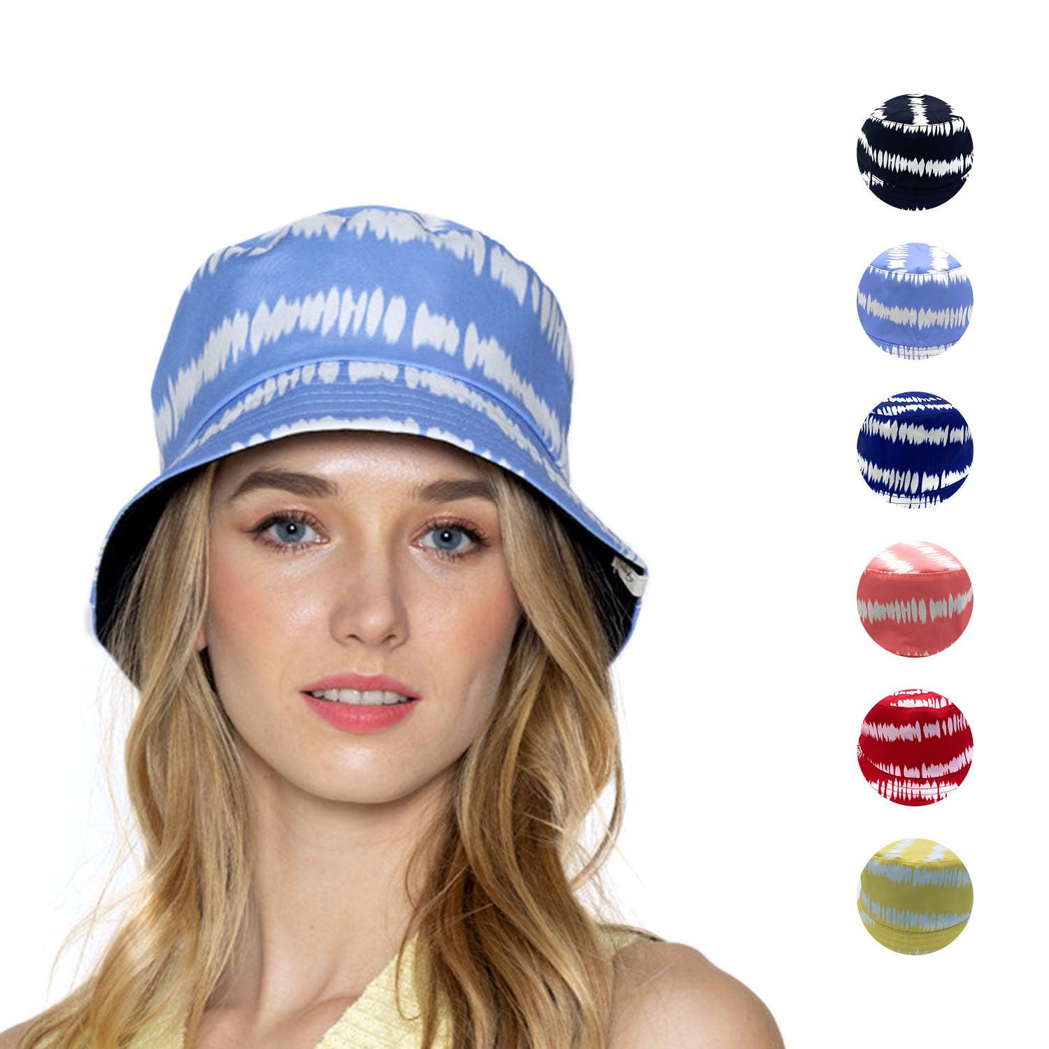 Empire Cove Tie Dye Stripes Bucket Hat Reversible Fisherman Cap Women Men Summer