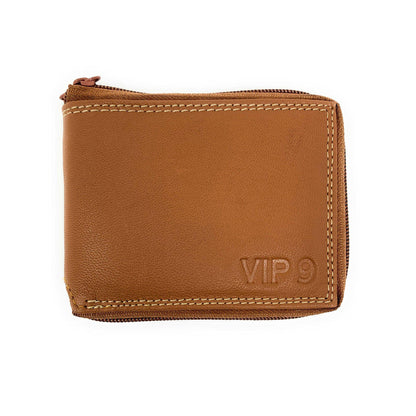 Empire Cove VIP Classic Genuine Leather Slim Bifold Wallets Zippered Flip Up ID-Wallets-Empire Cove-Black-Casaba Shop