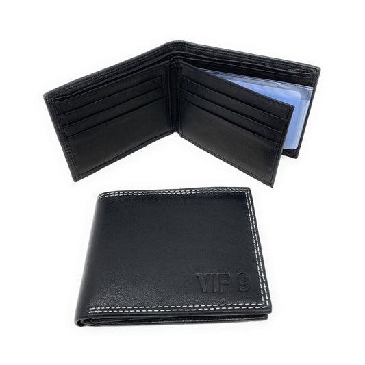 Empire Cove VIP Classic Genuine Leather Slim Bifold Wallets Side Flip ID Compartment-Wallets-Empire Cove-Black-Casaba Shop