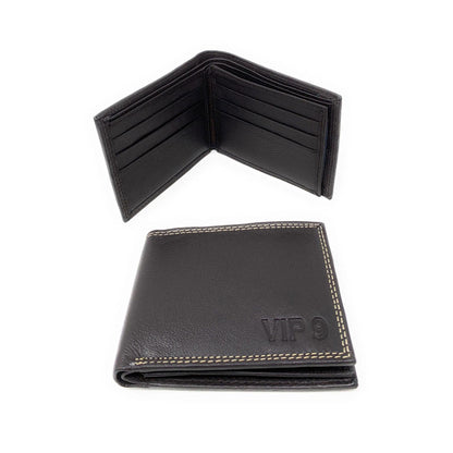 Empire Cove VIP Classic Genuine Leather Slim Bifold Wallets Side Flip ID Compartment-Wallets-Empire Cove-Black-Casaba Shop