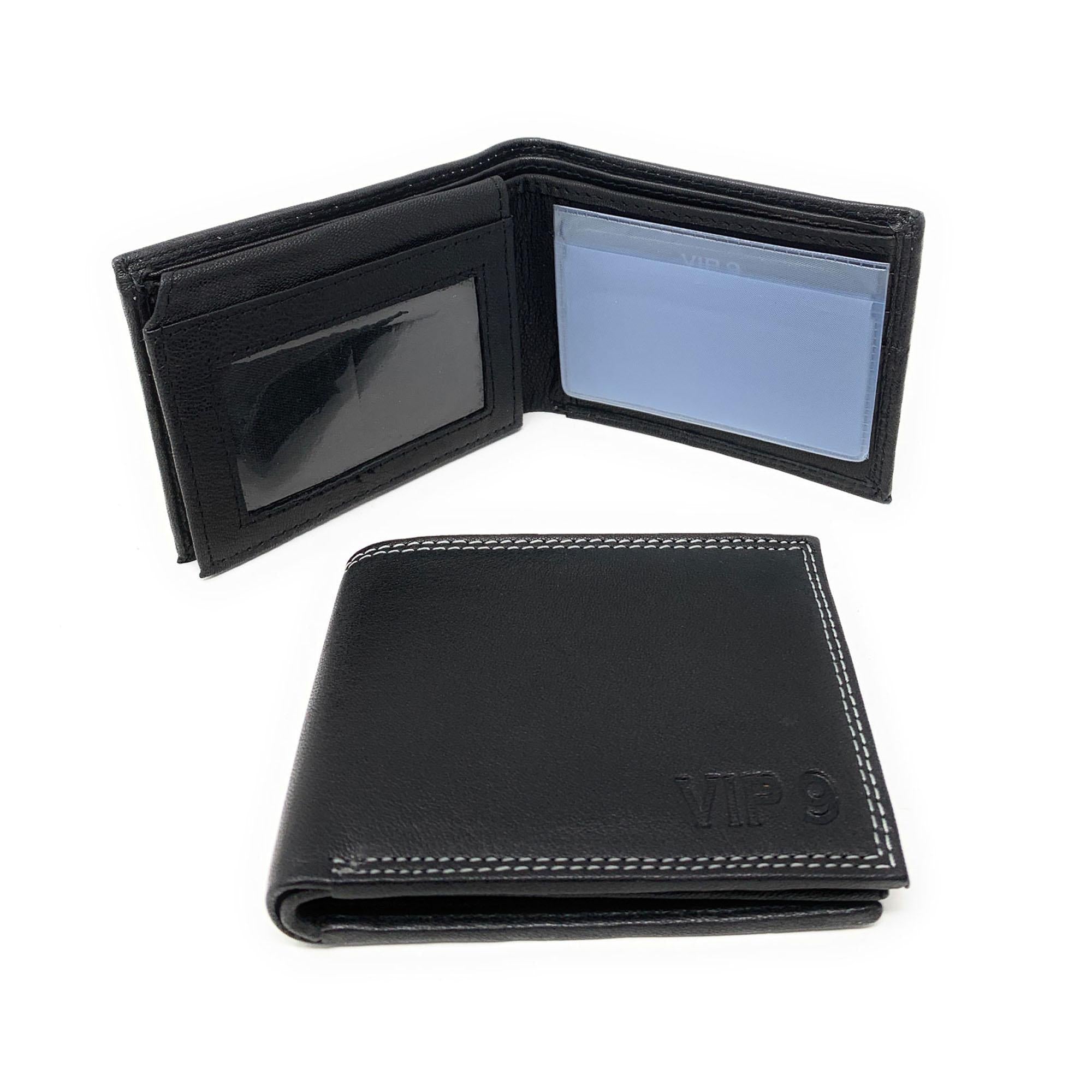 Wallet Vip Collection Empire Cove VIP Classic Genuine Leather Slim Bifold Wallets Flip Up ID