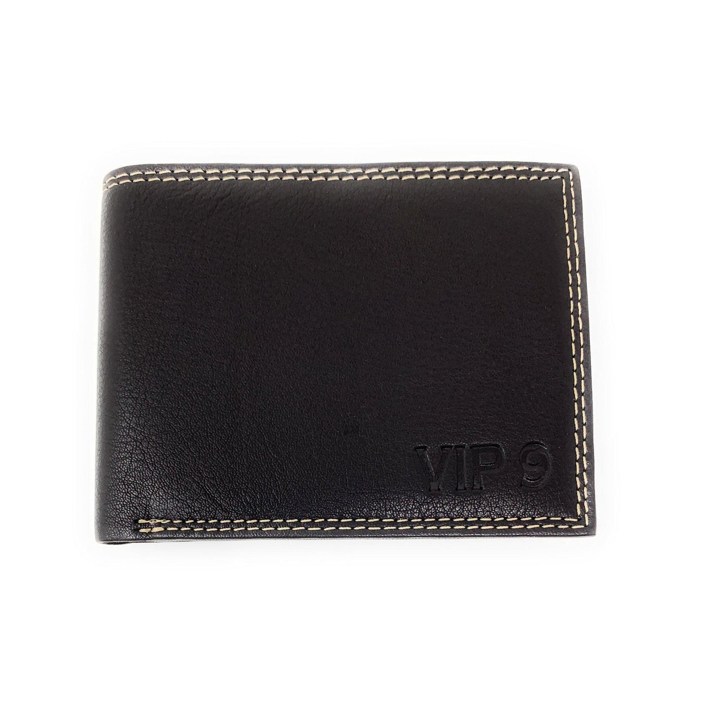 Empire Cove VIP Classic Genuine Leather Slim Bifold Wallets Flip Up ID-Wallets-Empire Cove-Black-Casaba Shop