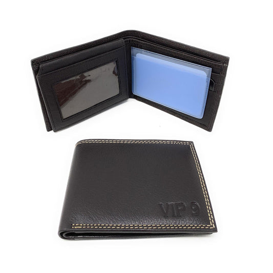 Mouseover Image, Empire Cove VIP Classic Genuine Leather Slim Bifold Wallets Flip Up ID-Wallets-Empire Cove-Black-Casaba Shop