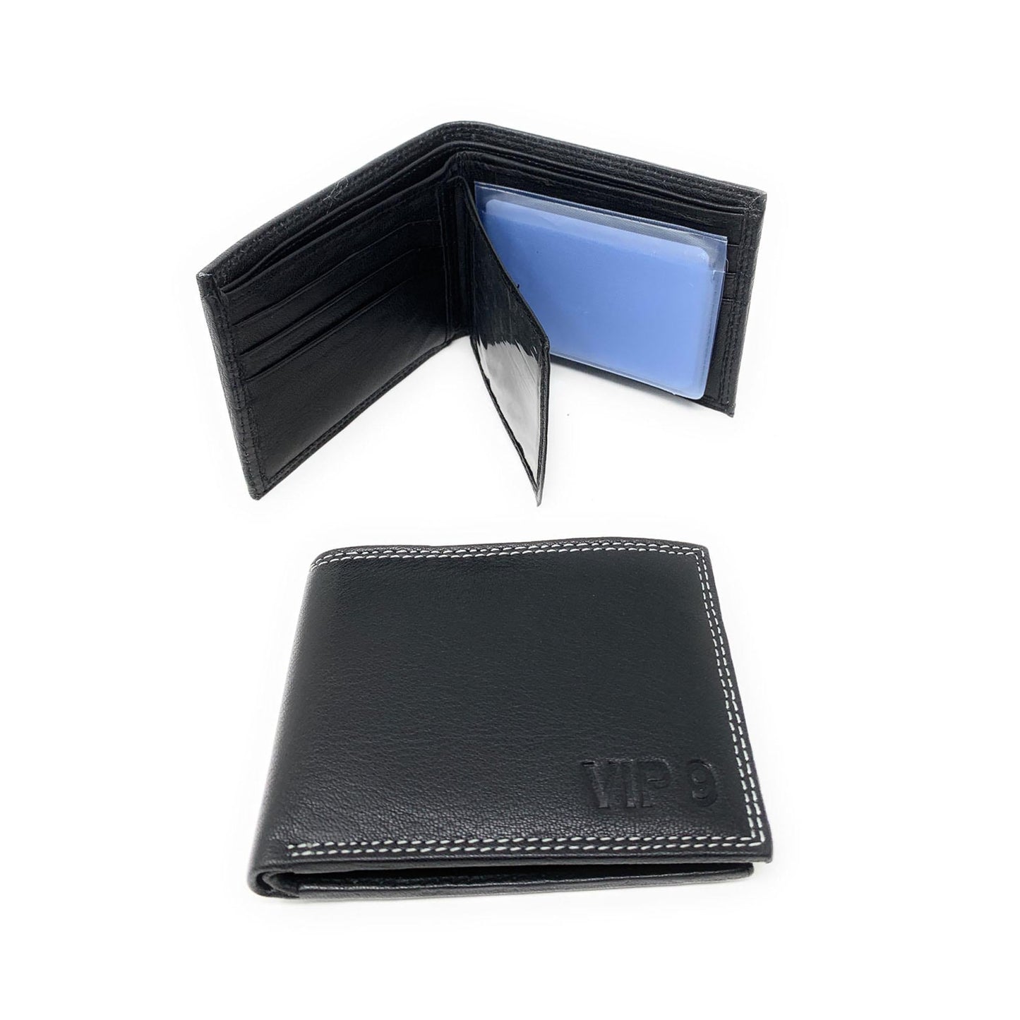 Empire Cove VIP Classic Genuine Leather Slim Bifold Wallets Side Flip ID-Wallets-Empire Cove-Black-Casaba Shop