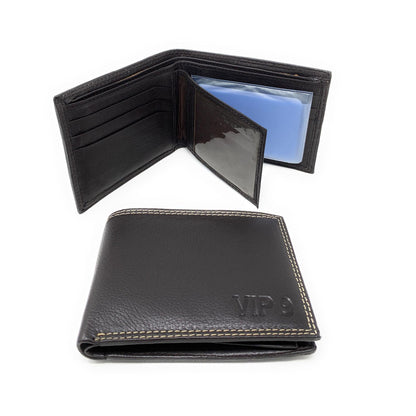 Empire Cove VIP Classic Genuine Leather Slim Bifold Wallets Side Flip ID-Wallets-Empire Cove-Black-Casaba Shop