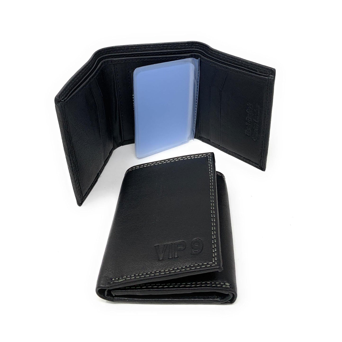 Empire Cove VIP Classic Genuine Leather Slim Trifold Wallets Cash Card ID Slots-Wallets-Empire Cove-Black-Casaba Shop