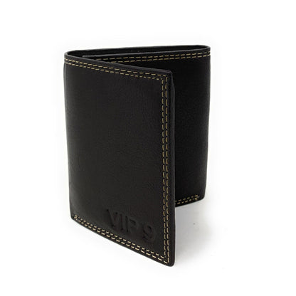 Empire Cove VIP Classic Genuine Leather Slim Trifold Wallets Cash Card ID Slots-Wallets-Empire Cove-Black-Casaba Shop