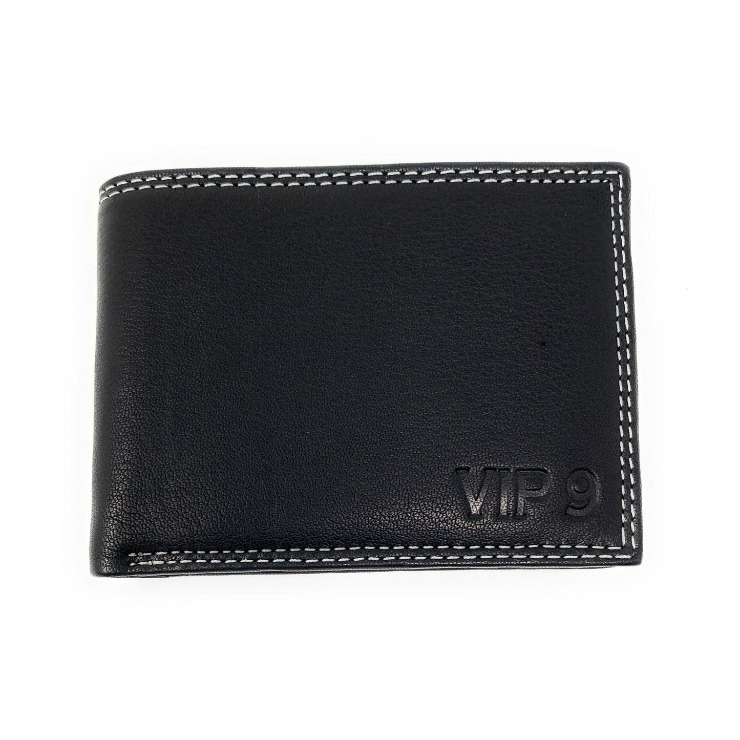 Empire Cove VIP Classic Genuine Leather Slim Bifold Wallets Inside Flip Up ID-Wallets-Empire Cove-Black-Casaba Shop