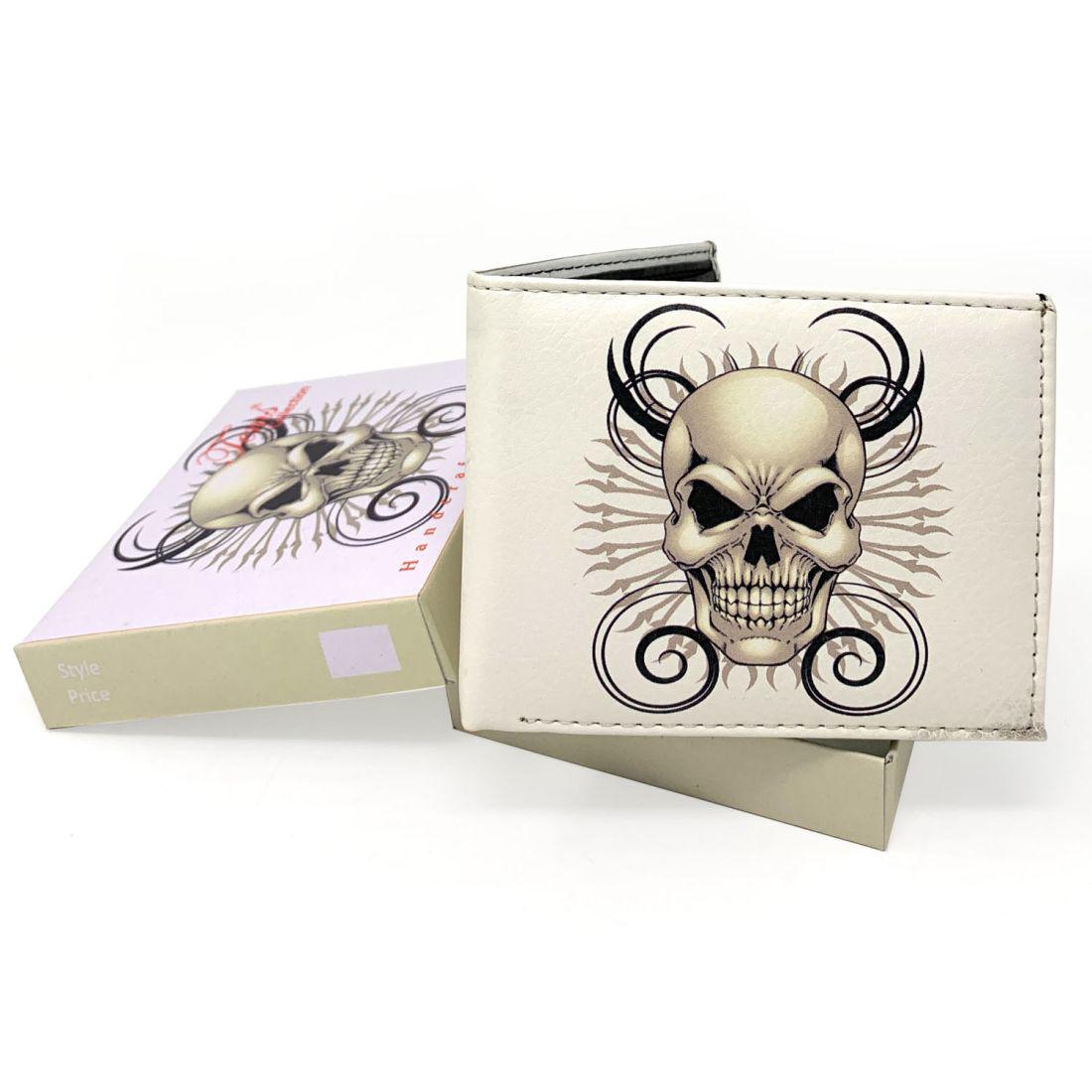 Gothic Skull Grim Reaper Bifold Wallets In Gift Box Mens Womens-UNCATEGORIZED-Empire Cove-WHITE SKULL-Casaba Shop