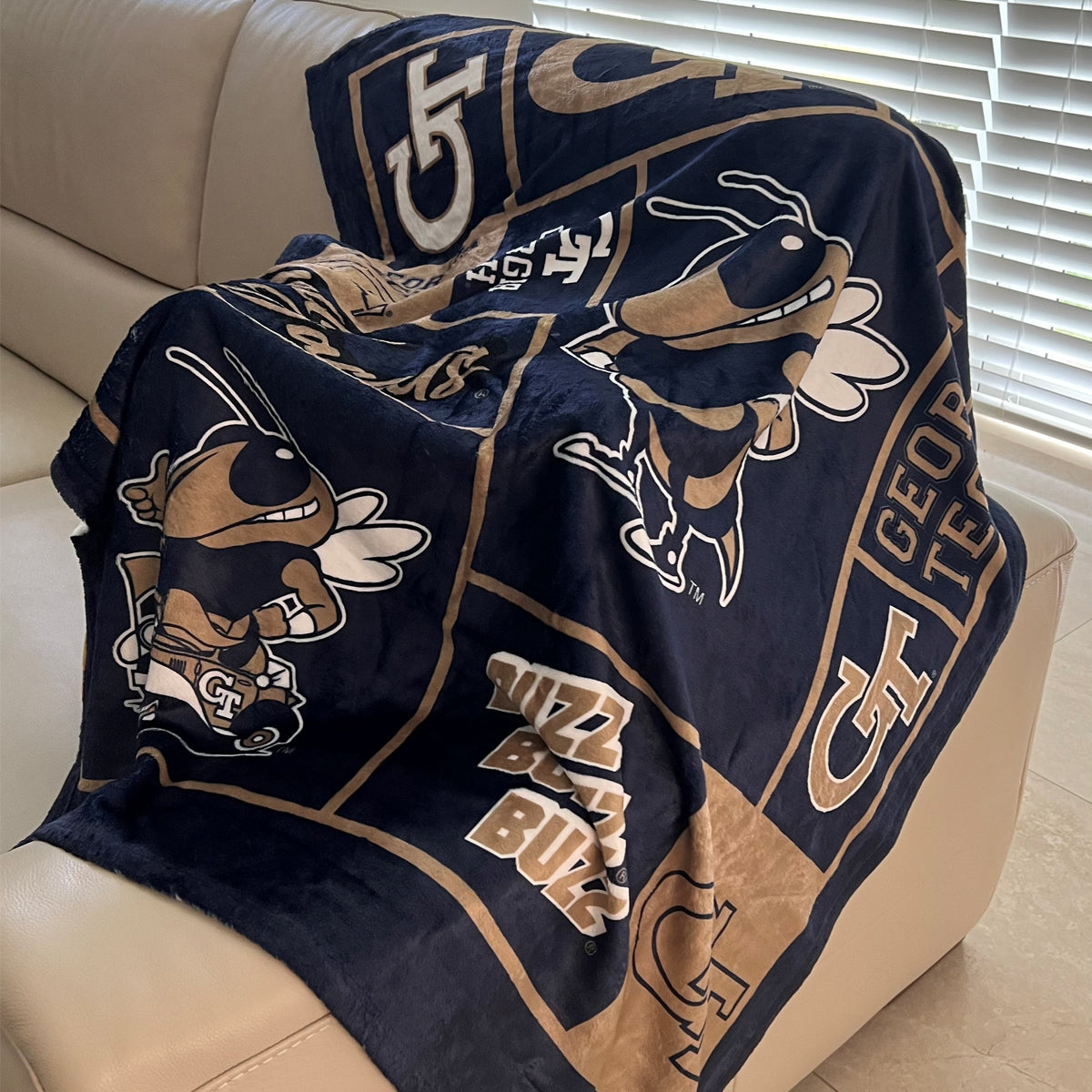 Akron Zips Infant Game Day Block Navy Minky Blanket 36 x 48 Mascot and Name