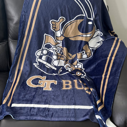 Belmont University Bruins Infant Game Day Block Blue Minky Blanket 36 x 48 Mascot and Name