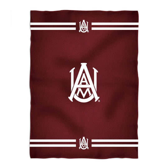Alabama A&M Bulldogs Game Day Soft Premium Fleece Maroon Throw Blanket 40 x 58 Logo and Stripes