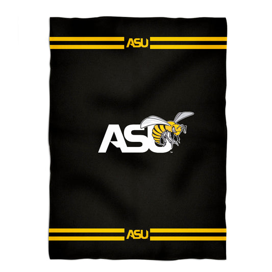 Alabama State Hornets Game Day Soft Premium Fleece Black Throw Blanket 40 x 58 Logo and Stripes