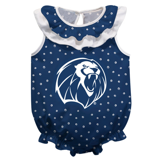 Arkansas Fort Smith UAFS Lions Swirls Navy Sleeveless Ruffle One Piece Jumpsuit Logo Bodysuit by Vive La Fete