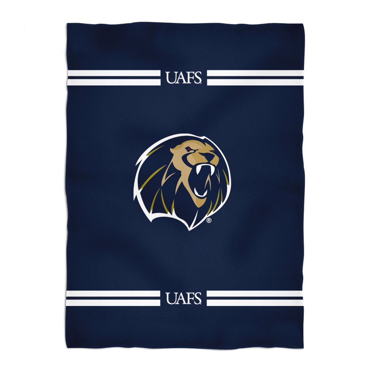 Arkansas Fort Smith UAFS Lions Game Day Soft Premium Fleece Navy Throw Blanket 40 x 58 Logo and Stripes