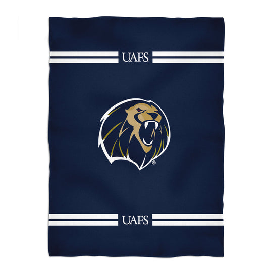 Arkansas Fort Smith UAFS Lions Game Day Soft Premium Fleece Navy Throw Blanket 40 x 58 Logo and Stripes