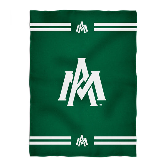 University of Arkansas Monticello Boll Weevils Soft Premium Fleece Green Throw Blanket 40 x 58 Logo and Stripes