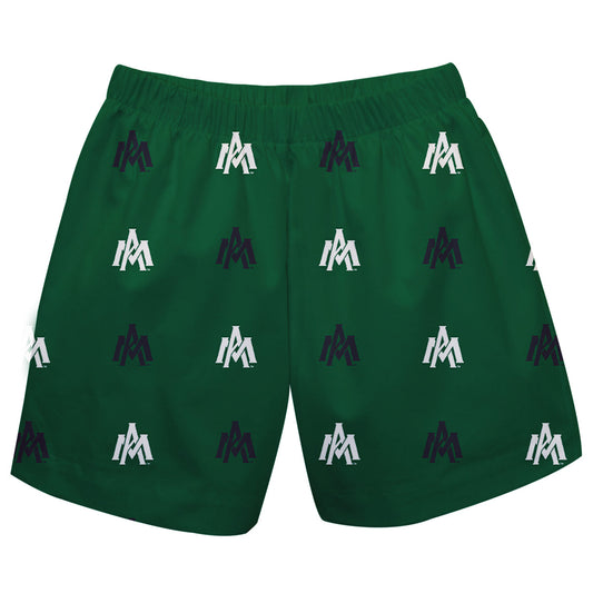 University of Arkansas Monticello Boll Weevils Boys Elastic Waist Classic Play Green Pull On Shorts