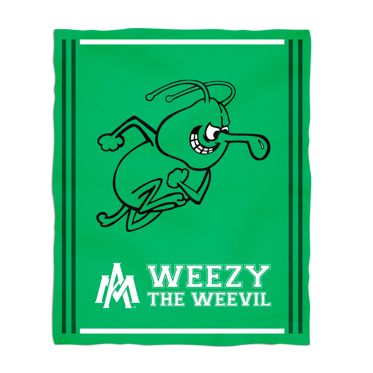 University of Arkansas Monticello Boll Weevils Kids Game Day Green Plush Soft Minky Blanket 36 x 48 Mascot