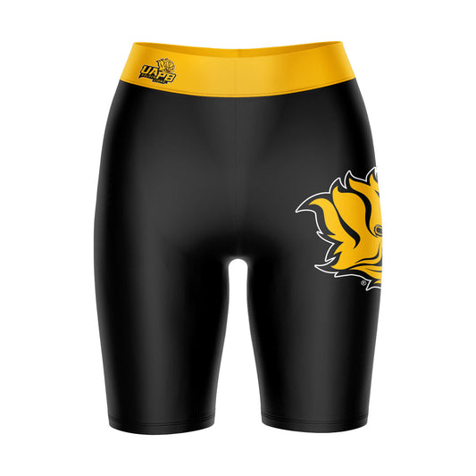 UAPB  Goden Lions Vive La Fete Game Day Logo on Thigh and Waistband Black and Gold Women Bike Short 9 Inseam"