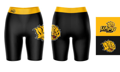 UAPB  Goden Lions Vive La Fete Game Day Logo on Thigh and Waistband Black and Gold Women Bike Short 9 Inseam"