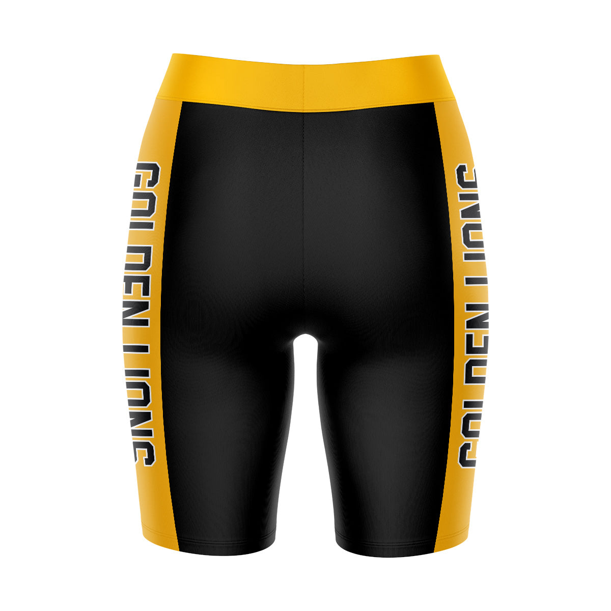 UAPB  Goden Lions Vive La Fete Game Day Logo on Waistband and Gold Stripes Black Women Bike Short 9 Inseam