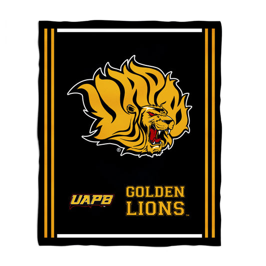 UAPB Golden Lions Kids Game Day Black Plush Soft Minky Blanket 36 x 48 Mascot