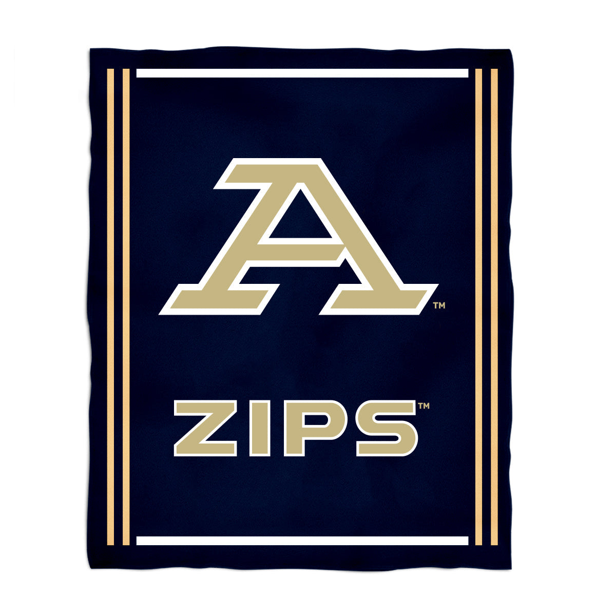 Akron Zips Kids Game Day Navy Plush Soft Minky Blanket 36 x 48 Mascot