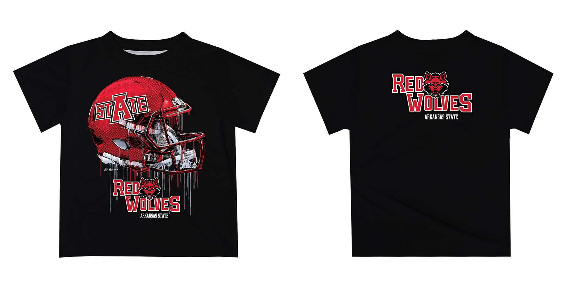 black and red football helmet arkansas state Arkansas State Red Wolves Original Dripping Football Helmet Black T-Sh