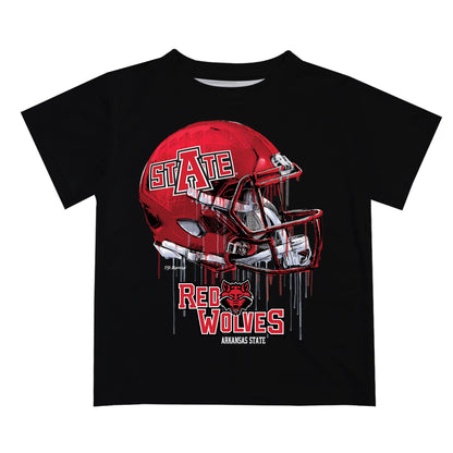 Arkansas State Red Wolves Original Dripping Football Helmet Black T-Shirt for Boys by Vive La Fete, Toddler