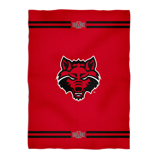 Arkansas State Red Wolves Game Day Soft Premium Fleece Red Throw Blanket 40 x 58 Logo and Stripes