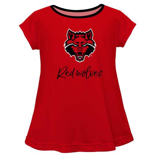Arkansas State Red Wolves Red Short Sleeve Girls Laurie Top by Vive La Fete