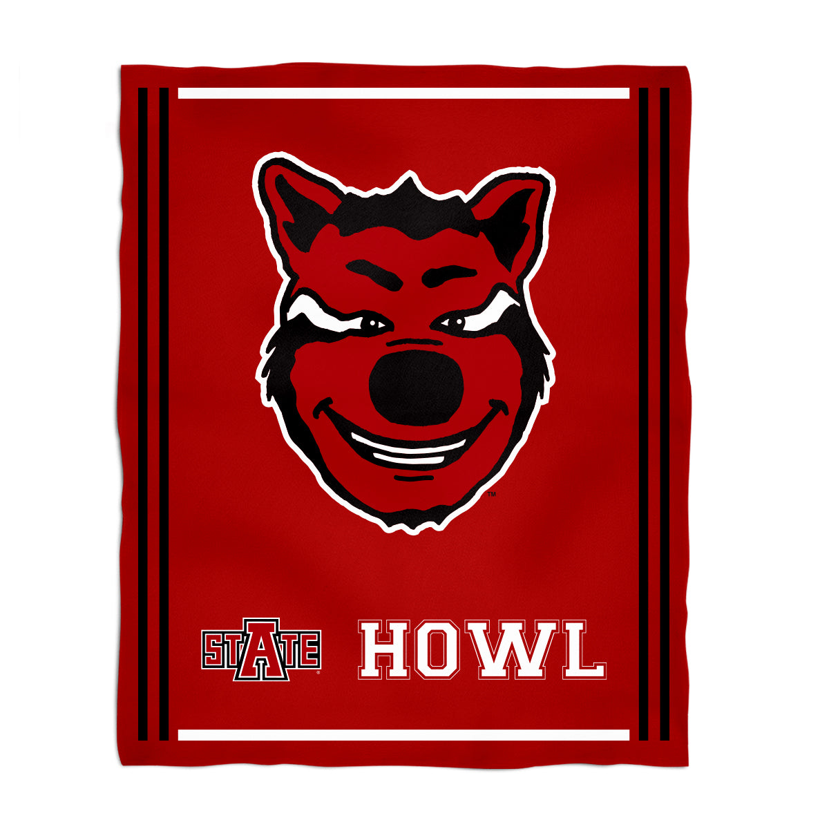 Arkansas State Red Wolves Kids Game Day Red Plush Soft Minky Blanket 36 x 48 Mascot