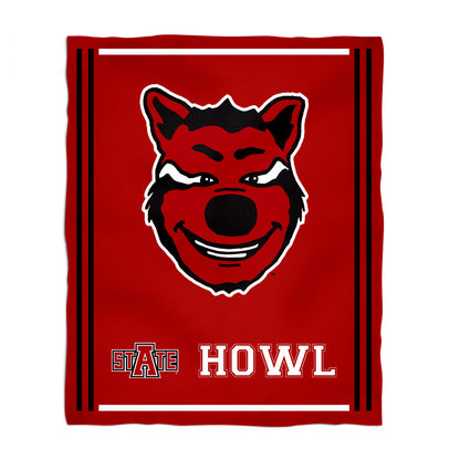 Arkansas State Red Wolves Kids Game Day Red Plush Soft Minky Blanket 36 x 48 Mascot