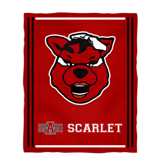 Arkansas State Red Wolves Kids Game Day Red Plush Soft Minky Blanket 36 x 48 Mascot