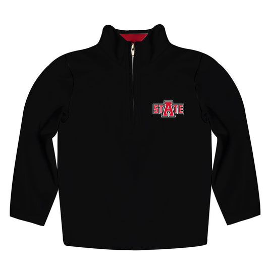 Arkansas State Red Wolves Game Day Solid Black Quarter Zip Pullover for Infants and Toddlers by Vive La Fete