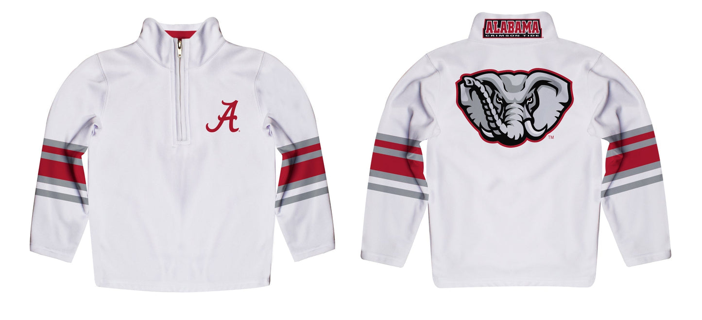 Alabama Crimson Tide Game Day White Quarter Zip Pullover for Infants Toddlers by Vive La Fete