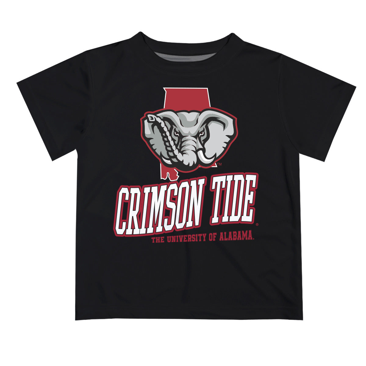 Alabama Crimson Tide Vive La Fete State Map Black Short Sleeve Tee Shirt