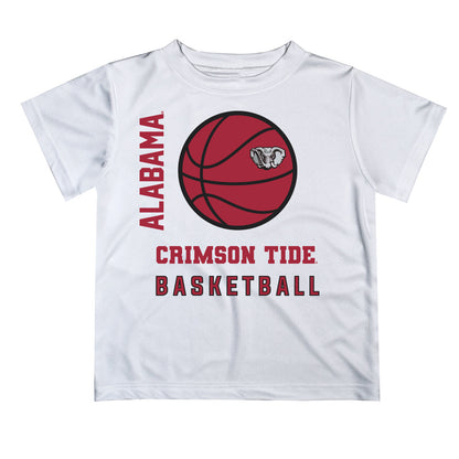 Alabama Crimson Tide Vive La Fete Basketball V1 White Short Sleeve Tee Shirt