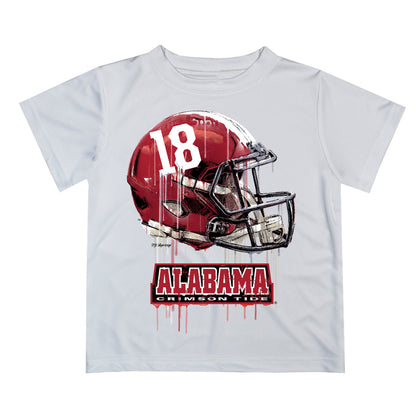 Alabama Crimson Tide Original Dripping Football Helmet White T-Shirt by Vive La Fete