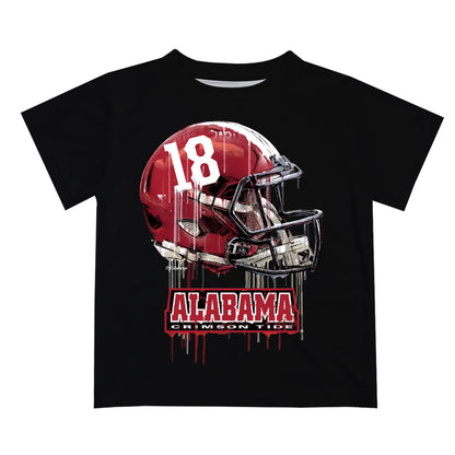 Alabama Crimson Tide Original Dripping Football Helmet Black T-Shirt by Vive La Fete